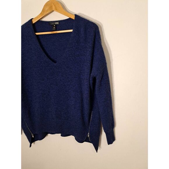 Aqua cashmere womens large blue cashmere sweater zip azure blue cobalt - Picture 2 of 9
